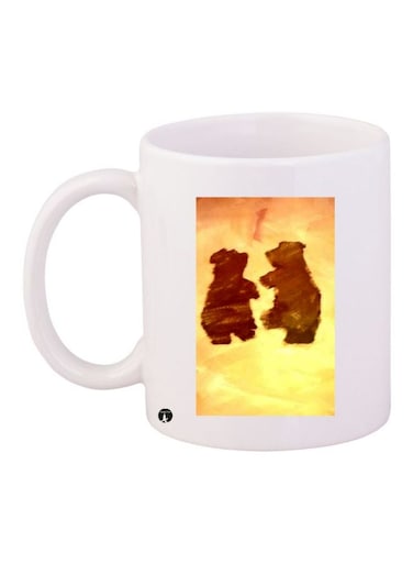 Bear Printed Coffee Mug White/Yellow/Brown