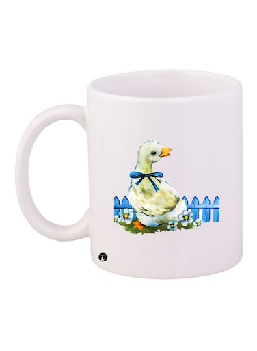 Cartoon Printed Ceramic Coffee Mug White/Green/Blue