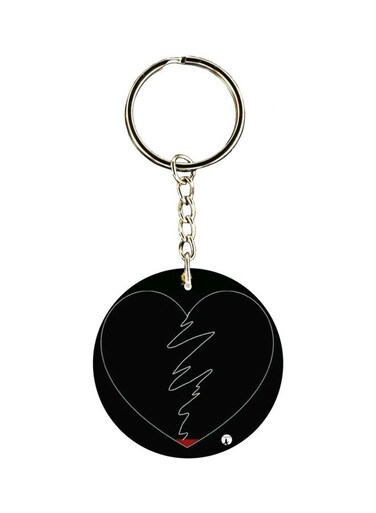 Double Side Heart Printed Keychain