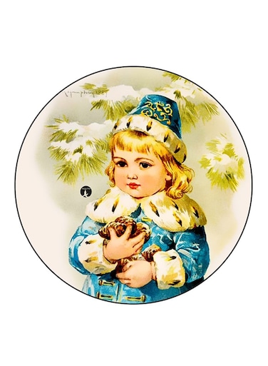 Girl Printed Fridge Magnet Multicolour