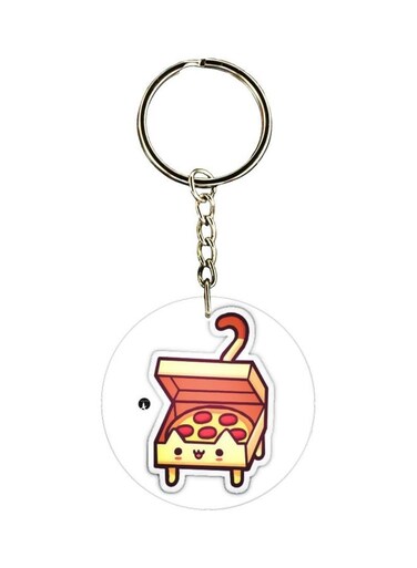 Double Sided Pizza Printed Keychain