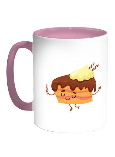 Food - Cake Printed Coffee Mug White/Pink 11ounce