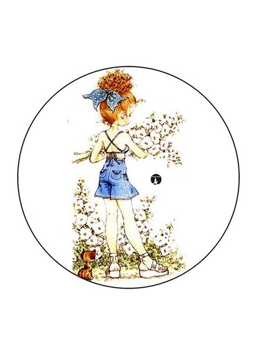 Cute Girl Printed Fridge Magnet Multicolour 5.5 x 5.5cm
