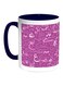 Arabic Letters Printed Coffee Mug Blue/White/Purple 11ounce
