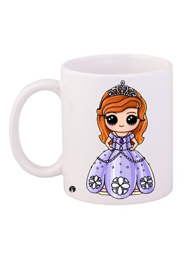 Princess Printed Coffee Mug White/Purple/Brown 11ounce