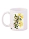 Flower Printed Ceramic Coffee Mug White/Yellow/Green 11ounce