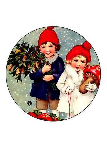 Vintage Art Printed Fridge Magnet Multicolour