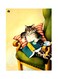 Cat Themed Metallic Plate Yellow/Black/Green 20x15cm