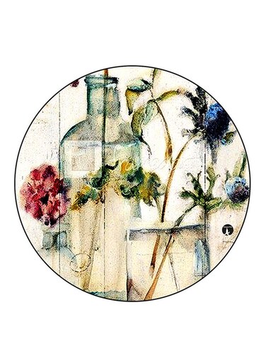 Flowers Printed Fridge Magnet Round Multicolour