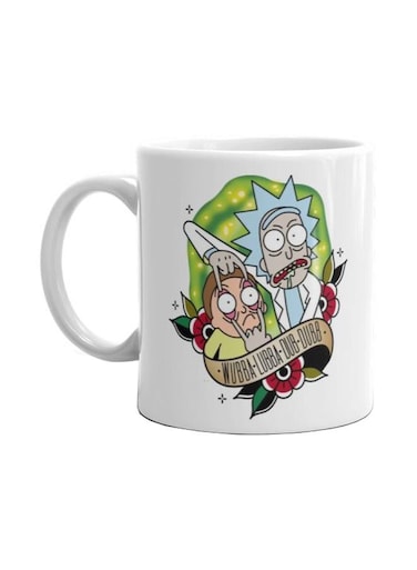 Rick And Morty Printed Ceramic Mug White/Green/Beige Standard