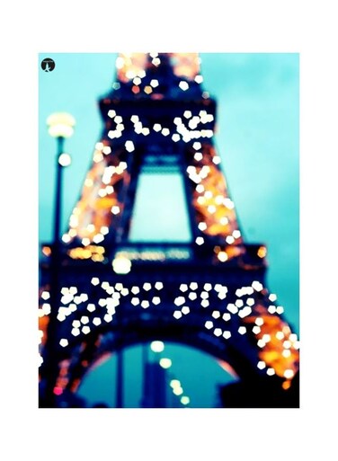 Paris Themed Metallic Plate Blue/Yellow/White 20x15cm