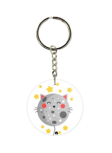 Cat Printed Single Sided Keychain
