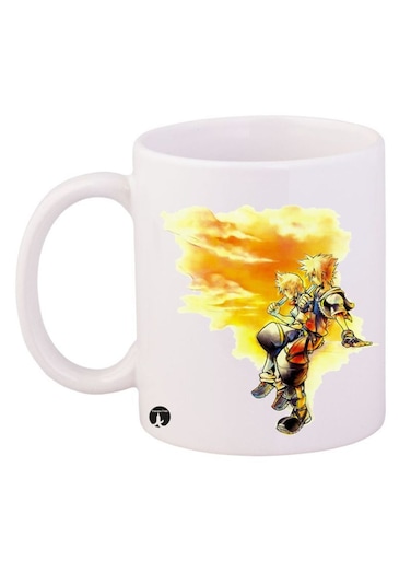 Kingdom Hearts Game Printed Coffee Mug White/Yellow/Red 12ounce