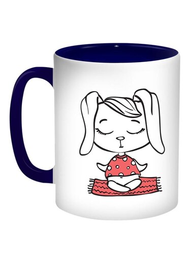 Cartoon Drawings Rabbits Printed Coffee Mug White/Pink/Blue