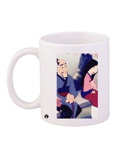 Cartoon Printed Coffee Mug White/Blue/Pink 11ounce