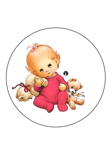 Girl Printed Fridge Magnet Round Multicolour