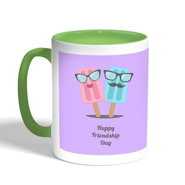 Happy Friendship Day Printed Coffee Mug, Green 11 Ounce
