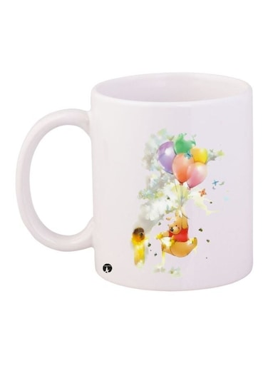 Cartoon Printed Coffee Mug White/Yellow/Purple 11ounce