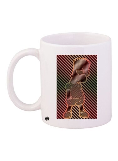 Simpsons Printed Coffee Mug White/Pink/Green 11ounce