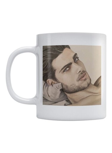 Printed Ceramic Mug White/Beige/Black