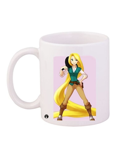 Cartoon Character Printed Coffee Mug White/Yellow/Pink