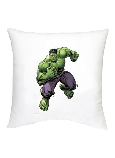 Hulk Printed Decorative Cushion White/Purple/Green 16x16inch