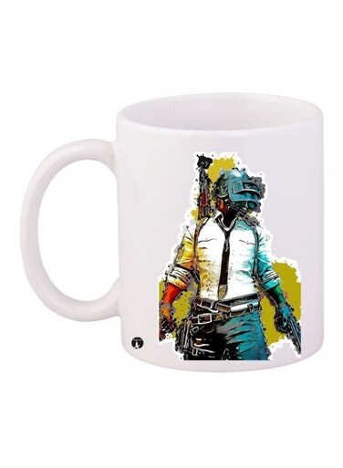 PUBG Printed Coffee Mug White/Yellow/Grey 11ounce