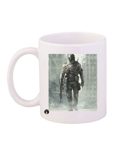 Soldier Printed Coffee Mug White/Grey