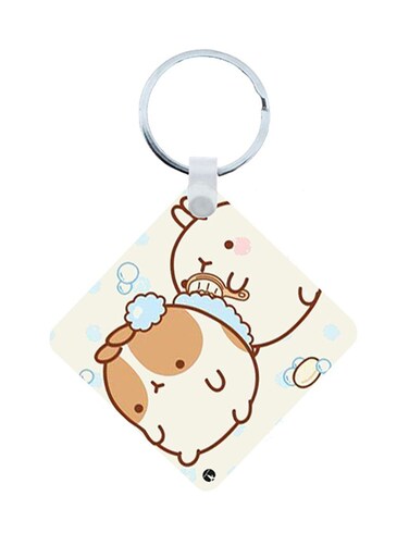 Rabbits Wooden Keychain
