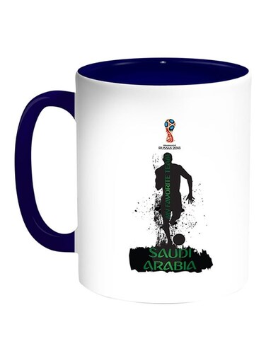 FIFA World Cup 2018 My Favourite Saudi Arabia Team Printed Coffee Mug White Blue 11 ounce