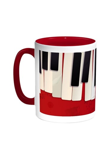 Piano Printed Coffee Mug Red/White 11ounce