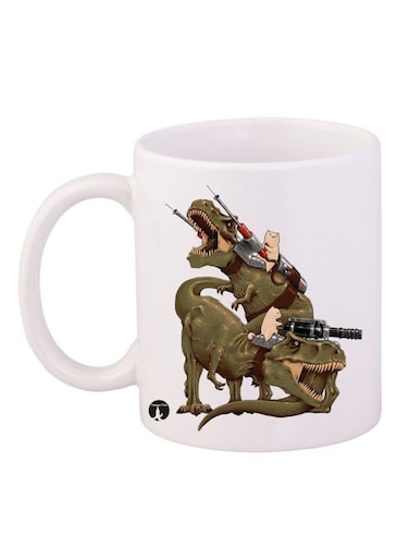 Dinosaurs Mug White/Green/Brown 12ounce