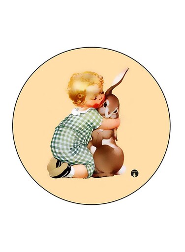 Baby And Animal Printed Fridge Magnet Multicolour 5.5 x 5.5cm