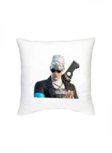 Fortnite Character Printed Decorative Cushion White/Black/Blue 16x16inch