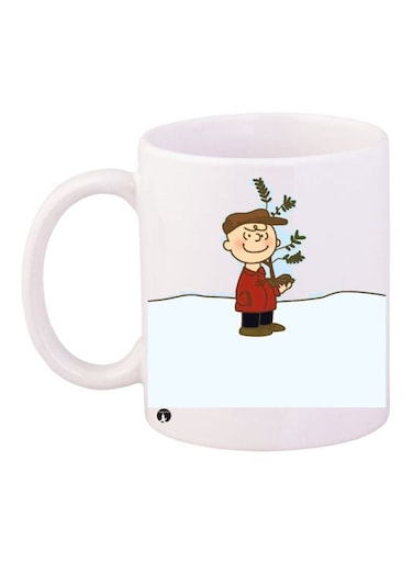 Cartoon Printed Coffee Mug White/Red/Brown 11ounce