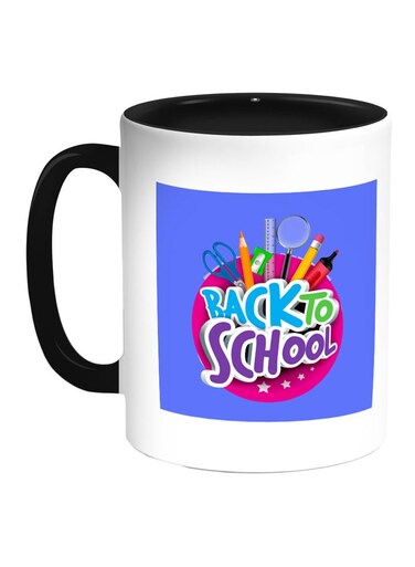 Back To School Printed Coffee Mug Black/White/Blue