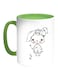 Cartoon Drawings - Rabbits Printed Coffee Mug White/Green 11ounce