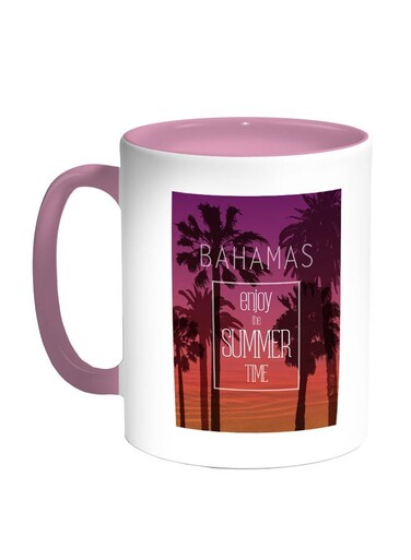 Enjoy The Summer Time Printed Coffee Mug Pink/White/Purple 11ounce