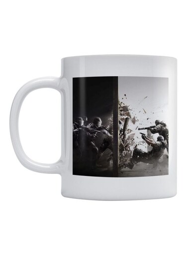 War Printed Ceramic Mug White/Black/Grey