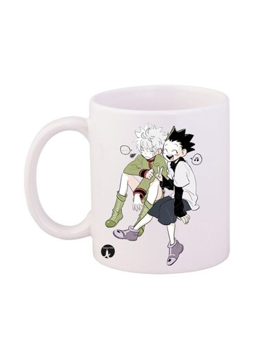 Durable Heat-Resistant Thick Wall Designed Ergonomic Handled Hunter X Anime Printed Mug White/Green/Black