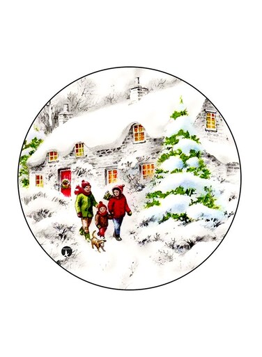 Snow And House Printed Fridge Magnet Multicolour