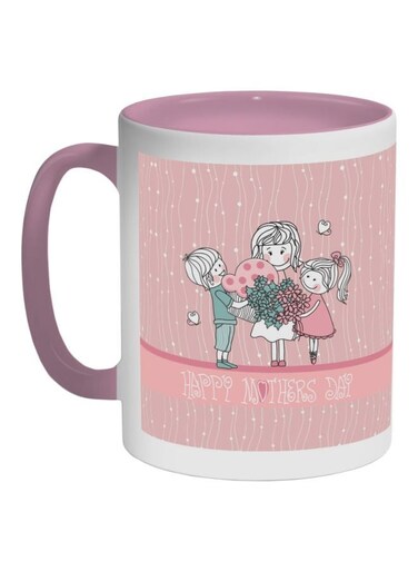 Happy Mother's Day Printed Coffee Mug Pink/White/Green 325ml