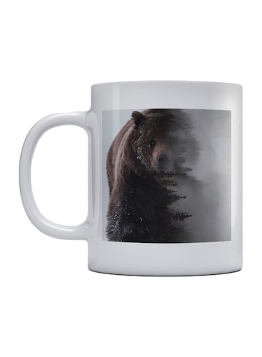 Bear Printed Mug White/Brown