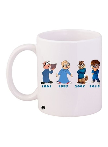 Alvin And The Chipmunks Printed Coffee Mug White/Blue/Brown 11ounce