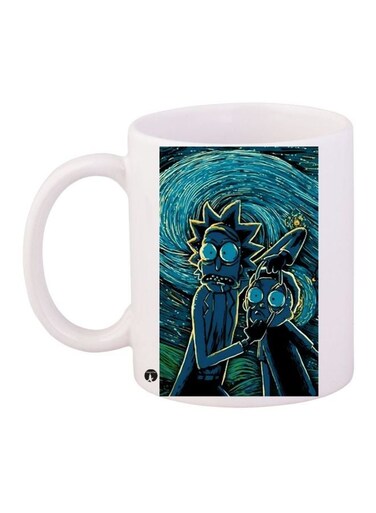 Printed Coffee Mug White/Blue/Black 11ounce