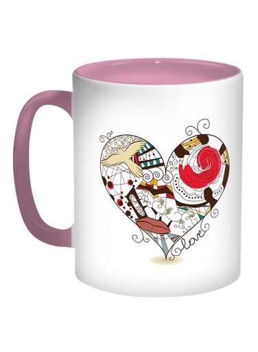 Heart Printed Coffee Mug Red/White/Pink 11ounce