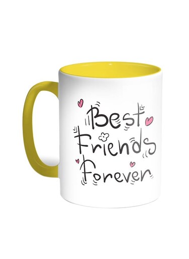 Best Friends Forever Printed Coffee Mug Yellow/White 11ounce