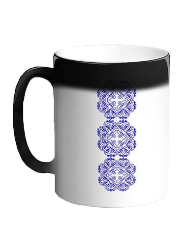 Decorative Vertical Printed Colour Changing Coffee Mug Black 11ounce