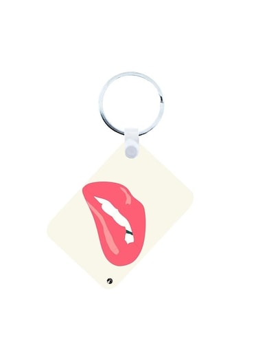 Mouth Printed Keychain Beige/Pink