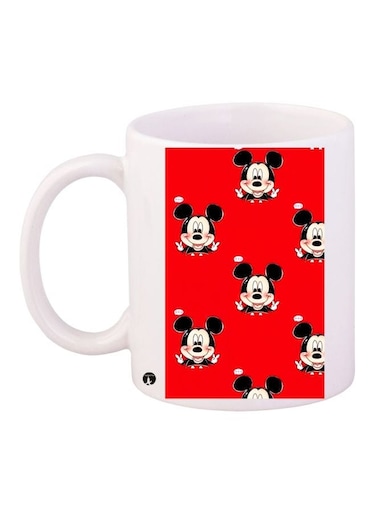 Mickey Mouse Printed Coffee Mug White/Red/Black 11ounce